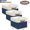 SIMPLE HOUSEWARE Fabric Storage Cubes, 13″ x 13″ Storage Bin, 3 Pack, Gray(Steel Blue)