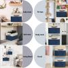 SIMPLE HOUSEWARE Fabric Storage Cubes, 13″ x 13″ Storage Bin, 3 Pack, Gray(Steel Blue)