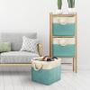 SIMPLE HOUSEWARE Fabric Storage Cubes, 13″ x 13″ Storage Bin, 3 Pack, Gray(Turquoise)