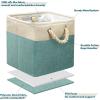 SIMPLE HOUSEWARE Fabric Storage Cubes, 13″ x 13″ Storage Bin, 3 Pack, Gray(Turquoise)