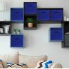 SIMPLE HOUSEWARE Foldable Cube Storage Bins with Handles, 11-Inch, Gray, 6-Pack, Fabric Cubes Organizer for Closet or Shelves(Dark Blue)