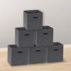 SIMPLE HOUSEWARE Foldable Cube Storage Bins with Handles, 11-Inch, Gray, 6-Pack, Fabric Cubes Organizer for Closet or Shelves(Dark Grey)