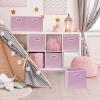 SIMPLE HOUSEWARE Foldable Cube Storage Bins with Handles, 11-Inch, Gray, 6-Pack, Fabric Cubes Organizer for Closet or Shelves(Pink)