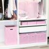 SIMPLE HOUSEWARE Foldable Cube Storage Bins with Handles, 11-Inch, Gray, 6-Pack, Fabric Cubes Organizer for Closet or Shelves(Pink)