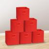 SIMPLE HOUSEWARE Foldable Cube Storage Bins with Handles, 11-Inch, Gray, 6-Pack, Fabric Cubes Organizer for Closet or Shelves(Red)