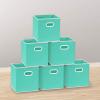 SIMPLE HOUSEWARE Foldable Cube Storage Bins with Handles, 11-Inch, Gray, 6-Pack, Fabric Cubes Organizer for Closet or Shelves(Turquoise)