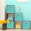 SIMPLE HOUSEWARE Foldable Cube Storage Bins with Handles, 11-Inch, Gray, 6-Pack, Fabric Cubes Organizer for Closet or Shelves(Turquoise)