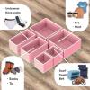 SIMPLE HOUSEWARE Foldable Drawer Organizer for Clothes/Underwear/Panty/Onesie Stocking Bin, Set of 12, Gray(Pink)