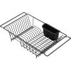 SIMPLE HOUSEWARE Large Over Sink Counter Top Stainless Steel Dish Drainer Drying Rack with Utensil Holder, Black(Black)