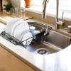SIMPLE HOUSEWARE Large Over Sink Counter Top Stainless Steel Dish Drainer Drying Rack with Utensil Holder, Black(Black)