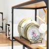 SIMPLE HOUSEWARE Vertical Plate Stand Holder Dish Rack Dinnerware Organizer with Elegant Wire Design, 6-Compartment, Black