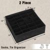 Simple Houseware 2 Pack Closet Sock Organizer, 24 Cell Drawer Divider, Gray(Black)