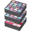 Simple Houseware 2 Pack Closet Sock Organizer, 24 Cell Drawer Divider, Gray(Dark Gray)