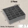 Simple Houseware 2 Pack Closet Sock Organizer, 24 Cell Drawer Divider, Gray(Dark Gray)