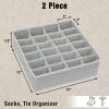 Simple Houseware 2 Pack Closet Sock Organizer, 24 Cell Drawer Divider, Gray(Gray)
