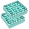 Simple Houseware 2 Pack Closet Sock Organizer, 24 Cell Drawer Divider, Gray(Turquoise)
