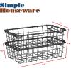 Simple Houseware 2 Pack Stackable Single Wire Basket, (11.5 x 15 x 7.5 in)(Black)