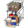 Simple Houseware 2 Tier Cabinet Wire Basket Drawer Organizer, Grey(Brown)
