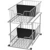 Simple Houseware 2 Tier Cabinet Wire Basket Drawer Organizer, Grey(Grey)