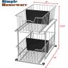 Simple Houseware 2 Tier Cabinet Wire Basket Drawer Organizer, Grey(Grey)
