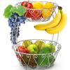 Simple Houseware 2-Tier Countertop Fruit Basket Bowl Storage, Bronze(Chrome)