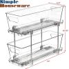 Simple Houseware 2-Tier Narrow Basket Drawer Cabinet Pull-Out Organizer, Clear
