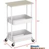 Simple Houseware 2-Tier Rolling Utility Cart with Lockable Wheels and Wood Top, Metal Storage Organizer Trolley for Kitchen, Bathroom, Office, Craft Room, Maple(Maple)