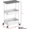 Simple Houseware 2-Tier Rolling Utility Cart with Lockable Wheels and Wood Top, Metal Storage Organizer Trolley for Kitchen, Bathroom, Office, Craft Room, Maple(Grey)