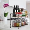Simple Houseware 2-Tier Spice Rack Kitchen Organizer Countertop Shelf, Chrome(Bronze)