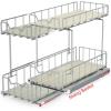 Simple Houseware 2-Tier Spice Rack Slide Out Wire Basket Drawer Organizer, White(Silver)