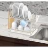 Simple Houseware 2-Tier Stainless Steel Dish Rack with Drainboard, Chrome for Kitchen(White)