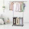 Simple Houseware 3 Bags Laundry Sorter with Extensible Clothes Hanging Rod(Multi)