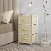 Simple Houseware 3 Drawer Nightstand Dresser with Wood Top, Beige(Beige)