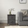 Simple Houseware 3 Drawer Nightstand Dresser with Wood Top, Beige(Dark Grey)
