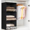 Simple Houseware 3 Shelf Hanging Closet Organizer with Front Stopper, Gray(Black)