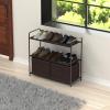 Simple Houseware 3-Tier Closet Storage with 2 Drawers, Grey(Brown)