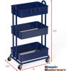 Simple Houseware 3-Tier Heavy Duty Metal Utility Rolling Cart, White(Navy)