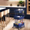 Simple Houseware 3-Tier Heavy Duty Metal Utility Rolling Cart, White(Navy)
