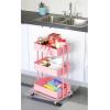 Simple Houseware 3-Tier Heavy Duty Metal Utility Rolling Cart, White(Pink)