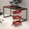 Simple Houseware 3-Tier Heavy Duty Metal Utility Rolling Cart, White(Red)