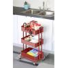 Simple Houseware 3-Tier Heavy Duty Metal Utility Rolling Cart, White(Red)