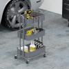 Simple Houseware 3-Tier Heavy Duty Metal Utility Rolling Cart, White(Silver)