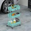 Simple Houseware 3-Tier Heavy Duty Metal Utility Rolling Cart, White(Turquoise)