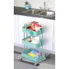 Simple Houseware 3-Tier Heavy Duty Metal Utility Rolling Cart, White(Turquoise)