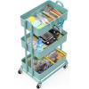 Simple Houseware 3-Tier Heavy Duty Metal Utility Rolling Cart, White(Turquoise)