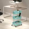Simple Houseware 3-Tier Heavy Duty Metal Utility Rolling Cart, White(Turquoise)