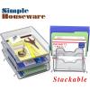 Simple Houseware 3-Tier Stackable Desk Organizer with 5 Compartments – Letter Tray and Step File Sorter, Black(Silver)
