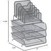 Simple Houseware 3-Tier Stackable Desk Organizer with 5 Compartments – Letter Tray and Step File Sorter, Black(Silver)