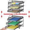 Simple Houseware 3-Tier Stackable and Sliding Desktop Document Letter Tray Organizer, Black