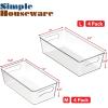 Simple Houseware 4 Pcs Pantry Clear Bin Storage Organizer, 14″ x 7″ x 3.75″(8 Pack – Assorted Sizes(2))